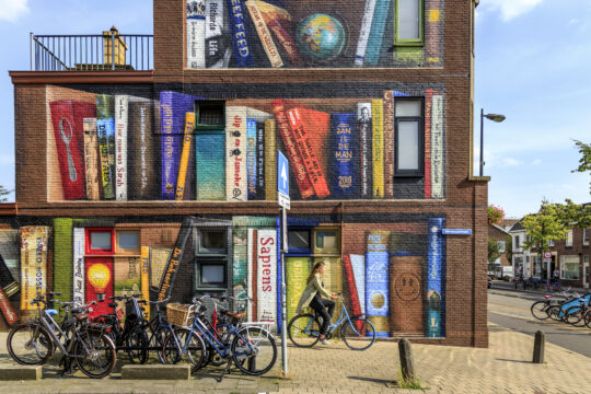 Wall painting of books in Utrecht